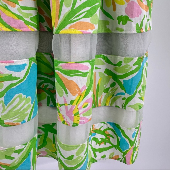 Lilly Pulitzer Ollie Dress in Elephant Ears Green Pink Size 00 Spaghetti Strap - Picture 5 of 11